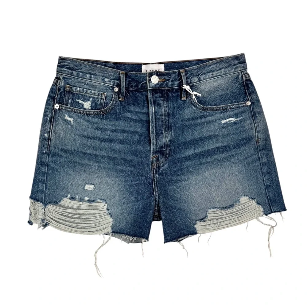 NWT Frame High Rise Vintage‎ Shorts Size 31 Denim Jean Cutoffs Northville Rips